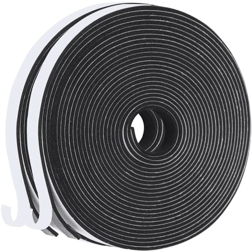 12M Dichtungsband Selbstklebend 6mm(B) x1.5mm(D) für Türen Fenster Schaumstoffband Türdichtung Fenster, Gummidichtung für Kollision Siegel Lärm Schalldämmung Schwarz(2 Rollen je 6M lang)