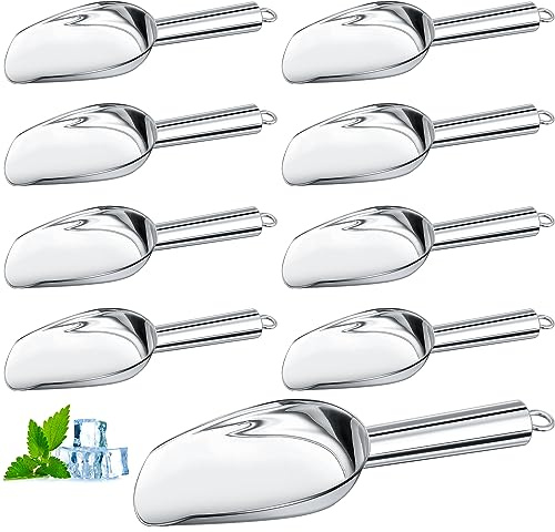 Zhehao 8 Pcs Metal Ice Scoop 6 oz Stainless Steel Ice Scooper, Silver