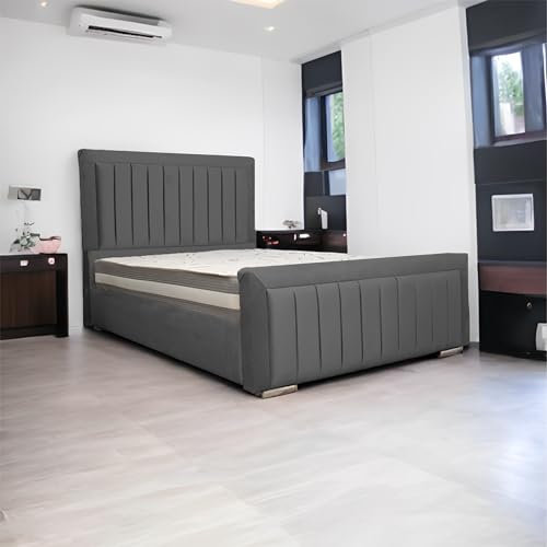 Living Comfort Bedz | Upholstered Sierra Bed | Elegant Plush Velvet headboard & Foot-board Design | ottoman Gas with lift-up storage single size bed frame (Steel, 3ft Single gas Lift)