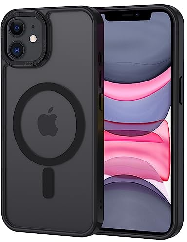 XTCASE für iPhone 11 Hülle Magnetisch kompatibel mit Magsafe, Matt Transluzente Handyhülle für iPhone 11 Kratzfeste PC Rückseite + TPU Bumper - Schwarz