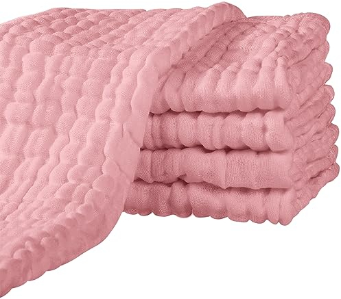 Yoofoss Mullwindeln Spucktücher 5er Set 65x65 cm Mulltücher 100% Baumwolle Stoffwindeln Saugstark Faltwindeln für Baby Kochfest Premium Qualität Bohnen Paste