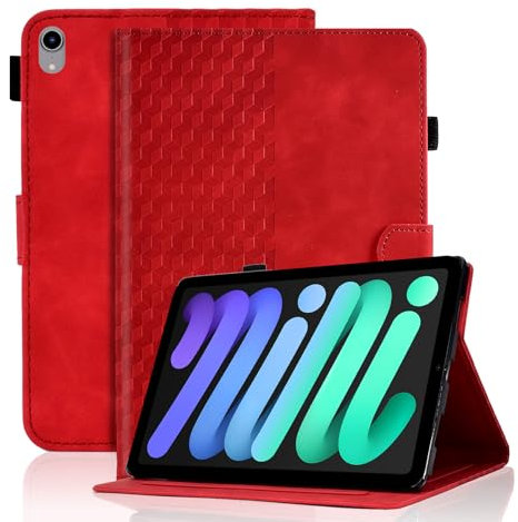 Vkooer Case for iPad Mini 7 (A17 Pro) 2024 7th Generation/iPad MINI 6th Generation 2021 8.3 inch, PU Leather Folio Flip Cover Smart Shell with Auto Sleep/Wake Multi Angle Viewing Stand, Red