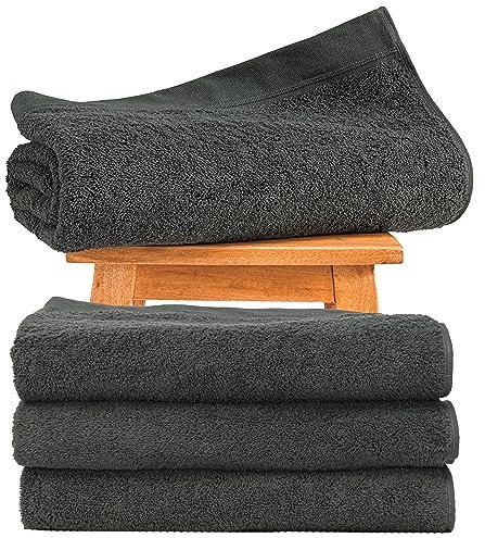 Hausfelder Saunahandtuch 200x80cm 4er Set - Premium Frottier Saunatuch und Handtuch groß aus 100% Baumwolle 500g/m², Anthrazit-Grau, Oeko-TEX Zertifiziert (4 Saunatücher 80x200cm, Anthrazit)