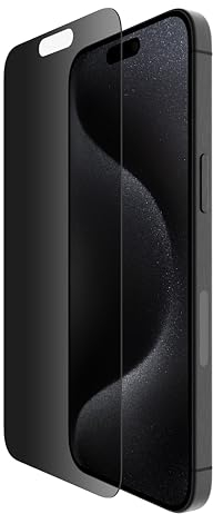 Belkin ScreenForce TemperedGlass - Protector de pantalla para iPhone 15 Pro Max (protector de pantalla antimicrobiano, fino y resistente a los arañazos, incluye funda de posicionamiento para