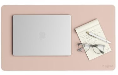 Smead Sous-main de bureau 60 x 34,8 cm, cuir végétalien avec dos antidérapant en daim synthétique, rose poudré (64839)