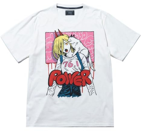 Japanische Anime Co-Branded Kettensäge Mann Macht drucken schwarz und weiß Neue Kurzarm-T-Shirt Männer und Frauen