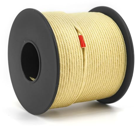 NewDoar Abriebfeste Geflochtene Kevlar-Schnüre 1,5 mm 50Fuß/120Fuß/200Fuß, 12-strängige Schnur Hochfest Verschleißfest Flammhemmend Geeignet für Camping Drachenschnur Angeln EDC-Schnüre (200 Fuß)