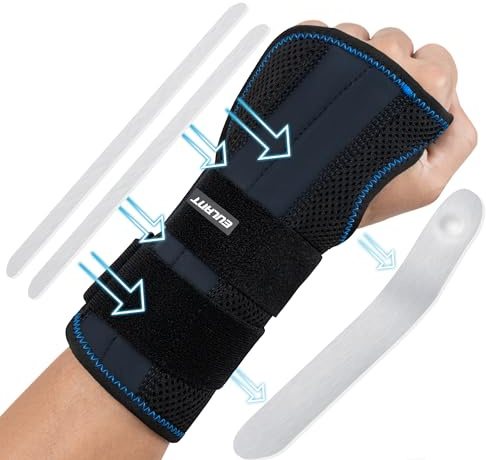 EULANT Handgelenkstütze mit Metallschiene Stabilisator, Handstütze Bandage, Handgelenkschutz für Karpaltunnelsyndrom,Verstauchung, Arthritis, Sehnenscheidenentzündungen,Sportschutz,für Links Hand,L