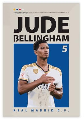 Jude Bellingham Fußball-Poster, 22 Stück, Leinwand-Poster, Wandkunst, Dekor, Bild, Gemälde für Wohnzimmer, Schlafzimmer, Dekoration, ungerahmt, 30 x 45 cm