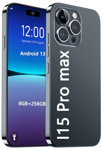 MIZHAO Smartphone I15 Pro Max 5g Android 13 Mobile Phone 7.3 Inches 8gb 512gb 8000mah 72mp 108mp Dual Sim Dual Standby Face Recognition(Size:8GB+512GB,Color:Black)
