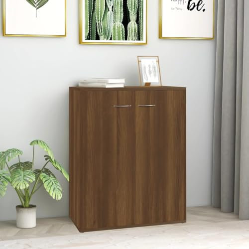 QJBSAVVA Sideboard, Büroschrank Vorratsschrank mit Türen Wohnwand Modern Tv Schrank Hoch Geeignet für Bäder Küche Wohnzimmer Schlafzimmer Braun Eichen-Optik 60x30x75 cm Holzwerkstoff