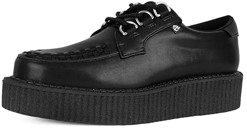 T.U.K Anarchic Creeper by Scarpe in Pelle da Uomo e da Donna - Colore Black Leather - Gothic to Punkrock - Creepers da Bordello - Scarpe con Zeppa Allacciata - Misura EU39