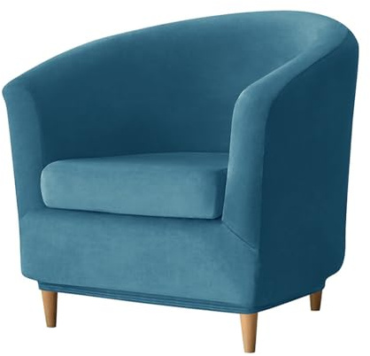 Meigeh Housse de Fauteuil Chesterfield Housses Fauteuil Cabriolet de Club 1 Place en Velours Housse pour Chaise Tullsta Extensible Bleu Paon
