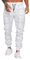 Jogginghose Herren Trainingshose Loose Fit Sporthose Lang Sweatpants Kariert Freizeithose für Männer(Weiß,L)