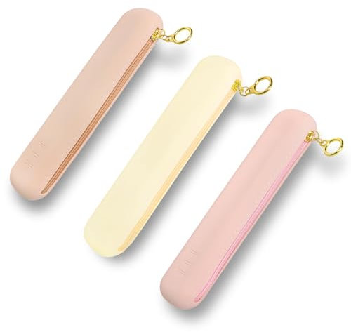 3PCS Travel Makeup Brush Holder, Soft Silicone Makeup Brush Organizer, Portable Cosmetic Face Brushes Holder with Anti-Fall Out Zipper Closure, Travel Size for Cosmetic Pouch