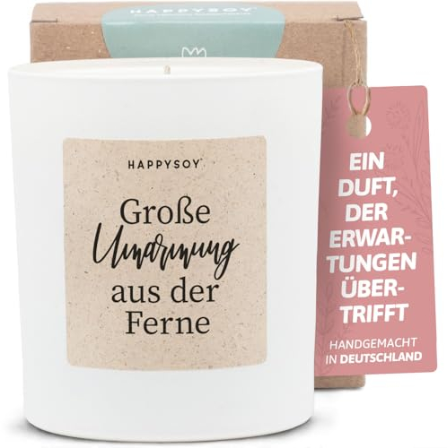 Geschenke für Freundin - Duftkerze mit Spruch - Freundschaft, Danke sagen, Lieblingsmensch, Aufmunterung - Handgemachte Kerze - Sojawachs - Weiß