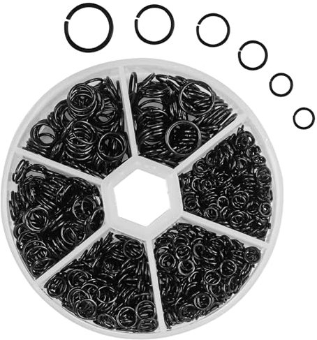 MAEXUS 970 Stück Biegeringe Spaltringe Biegeringe für Schmuck 4mm~10mm Biegeringe Jewellery Making Findings Zubehör Biegeringe Chainmail Rings Ringösen für empfindlichen Schmuck (Schwarz)