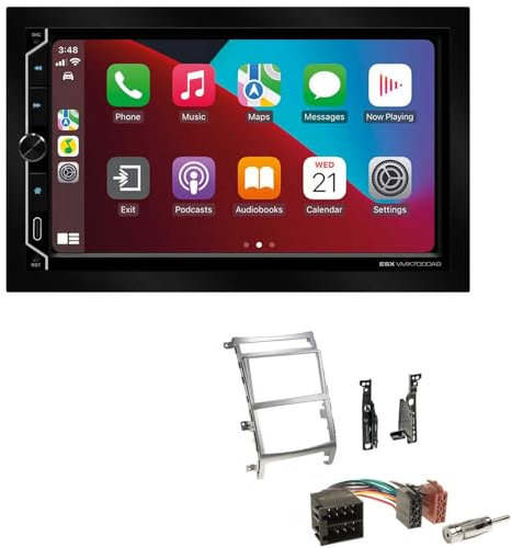 ESX VMX700DAB 2-DIN Autoradio kompatibel mit Wireless Apple CarPlay Android Auto Bluetooth DAB+ passend für Hyundai IX55 2009-2012 Silber