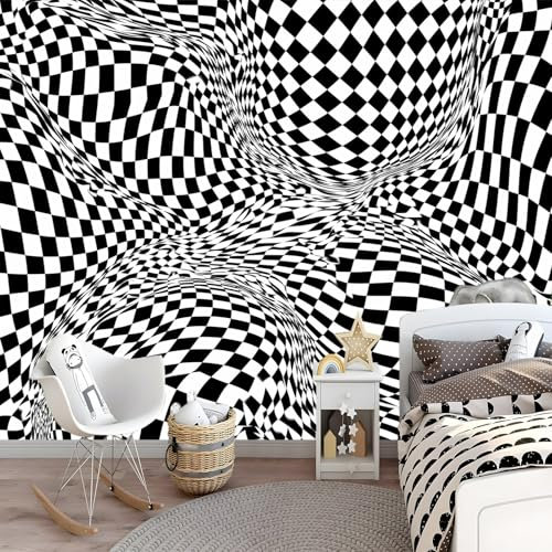 Photo Wallpaper 3D Optical Illusion Wave Cube Non-Woven Living Room Bedroom Wall Decoration - Photo Mural- Gaming Room TV Background Mural Decor 400 x 280 cm