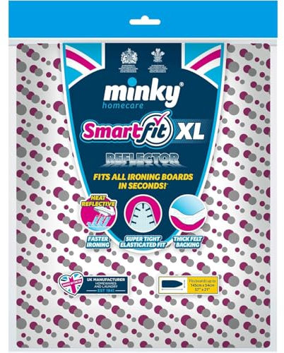 AMK® Smartfit XL Ironing Board Cover 145 x 54cm 57 x 21 Fits in Seconds Stays Tight Reflects Heat For Faster Ironing Thick Felt Backing