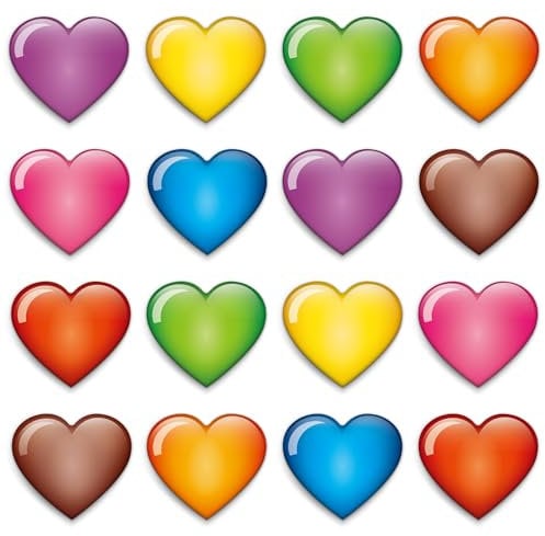 MORCART 16Pcs Fridge Magnets Heart Emoji Refrigerator Magnets Colorful Magnets for Locker Whiteboard Cute Decorative Magnets for Classroom Kitchen Office Gifts for Teachers Family and Friends (Heart)