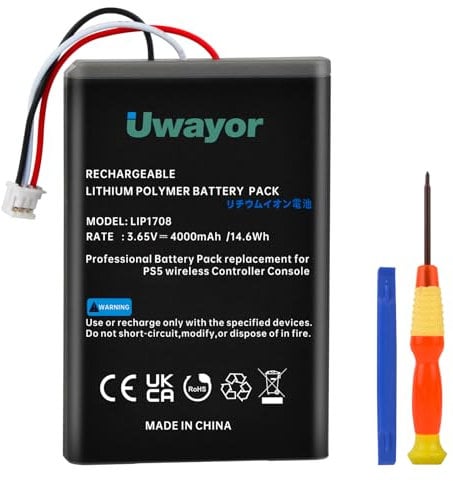 Uwayor PS5 Batteries 3600mAh for PlayStation 5 Controller PS5 Controller Battery High Capacity