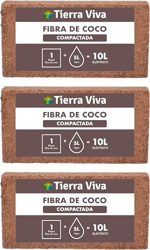 Fibra de Coco para Plantas Natural 3 x 10L | Sustrato de Coco ecológico para Plantas, huerto Urbano, semilleros, Grow y vermicomposteras