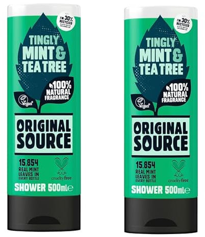 Katsy Style Mint & Tea Tree Shower Gel Pack of 2 (500ml Each) – Refreshing & Vegan Body Wash for Energizing Cleansing