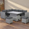 Club Rattan Rattan Corner Sofa Set Rattan Garden Furniture Set Patio Corner Sofa Set with Rising Table and Washable Cushions (Light grey, 8 seats)