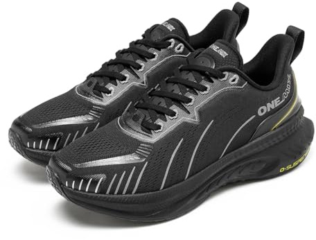 ONEMIX Zapatillas de correr con amortiguación de espuma espacial para hombre, comodidad suave para maratones y jogging urbano, Negro , 45 EU