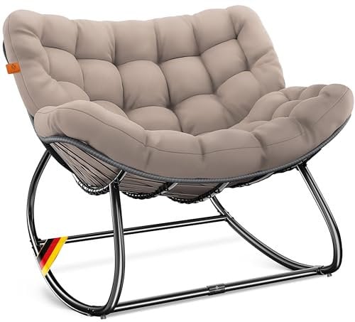 KESSER® Schaukelstuhl für drinnen & draußen ergonomischer Schaukelsessel | maximale Belastung von 120kg Relaxsessel mit Rutschfesten Füßen, Witterungsbeständig | Ideal für Balkon, Garten & Wohnzimmer