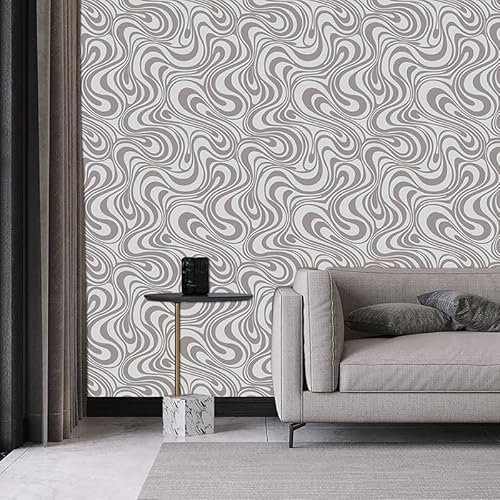 Snewvie Light Brown 3D Wallpaper Modern Abstract Curve Glitter Stripe Textured Wallpaper Feature Gothic Ideas Vintage Mural for Adults Living Room Bedroom