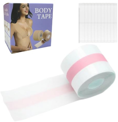 KFLY Boob Tape Breast Lift Tape with 5 Pairs Nipple Covers Push Up | Waterproof Self Adhesive Body Tape Invisibility Nipple Pasties for Sleeveless Dress Swimsuit