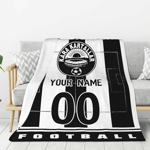 WeiaiziY Besiktas Kuscheldecke,Besiktas Personalisierte Fußball Decke mit Namen, Nummer & Teamlogo,Personalisierte Geschenk für Fußball Fans - Flauschige Weiche Decke für Stadion, Couch & Wohnzimmer