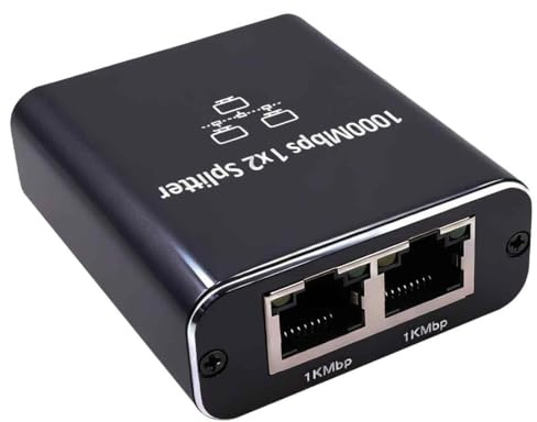 Switch RJ45 2 Ports 1000Mbps, Splitter Double pour Ordinateur, Répartiteur Câble Ethernet 1 vers 2 pour Ordinateur, Hub, Commutateur, Routeur, Décodeur, Télévision Numérique