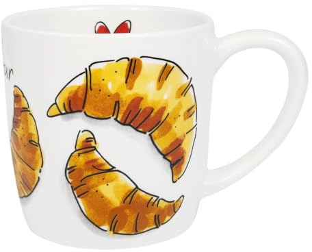 Blond Amsterdam Cappuccino-Becher Valentinstag Croissant, 500ml | Keramik, Valentinstag Design, Für Cappuccino & Kaffee, Mikrowellengeeignet, Handwäsche empfohlen