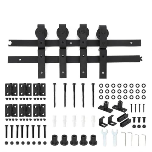 Garvee Kit de quincaillerie robuste pour porte pliante coulissante – Rail en acier, roulettes silencieuses, installation facile – Idéal placards, dressings, gain de place – Capacité 200kg – 36''