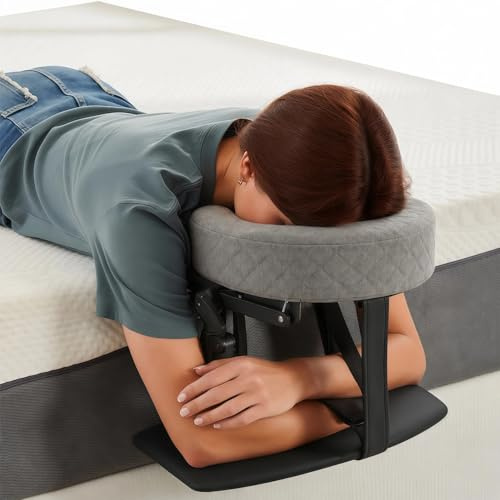 Massage Kopfstütze für Bett, 180° Verstellbare Stoffbezug Kopfstütze mit Gesichtskissenhalterung, Massage-Matratzenauflage mit Armlehnenbrett und Aufbewahrungstasche, für Matratzen Einer Dicke 14-45cm