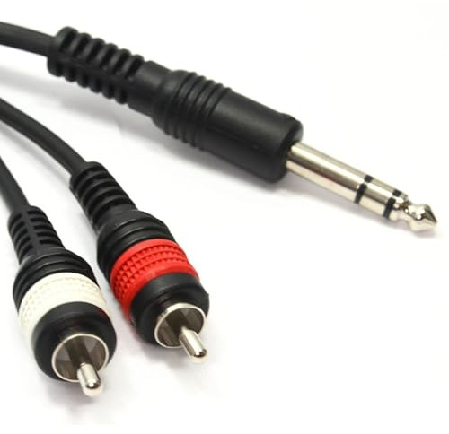PULSE Pro 6.35mm Stereo Jack to 2 x Phono Plugs Helical Shielded Cable 3m