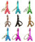 Tour Eiffel porte-clés -Souvenir de Paris France - Lot de 9 (Couleurs assorties)