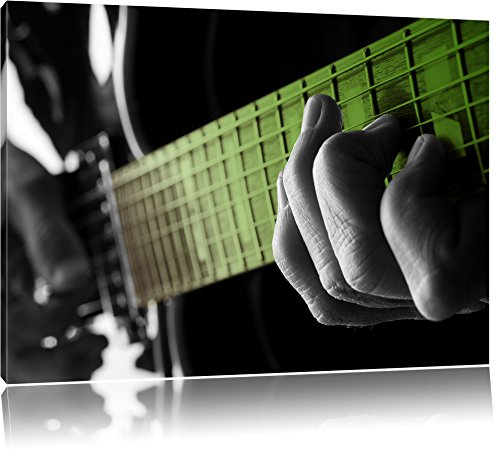 Pixxprint Mann spielt auf E-Gitarre B&W, Größe: 100x70cm, Leinwandbild, fertig gespannt, Wandbild, Dekoration, Kunstdruck, kein Poster