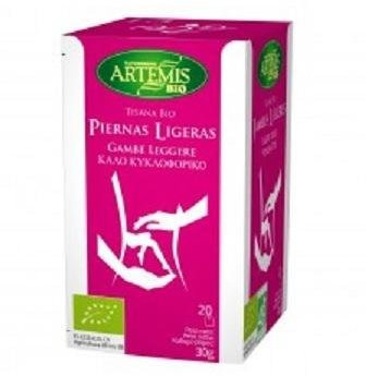 ARTEMIS - Infuso Biologico Gambe leggere - con Vite Rossa, Ginko, Mirtillo - Drenante e Sgonfiante - 20 filtri