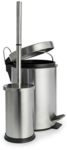 Stainless Steel Pedal Bin & Toilet Brush Set