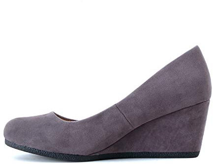 Guilty Shoes Guilty Heart | Klassischer Büro-Keilabsatz | weicher mittelhoher Absatz mit rundem Zehenbereich, Grau (grau), 37.5 EU