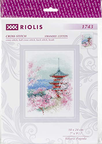 RIOLIS Counted Cross Stitch Kit 7X9.5-Sakura Pagoda (14 Count)