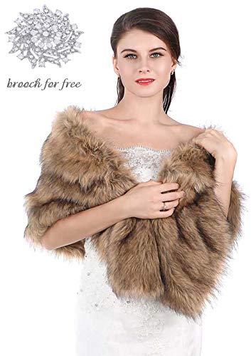 Ushiny Damen Kunstfell-Stola für die Braut, Hochzeiten, Damen, Fellschal / Stola Gr. Einheitsgröße, braun