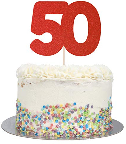Crafty Toppers Large Number 50 Glitter Cake Topper (Red Glitter)
