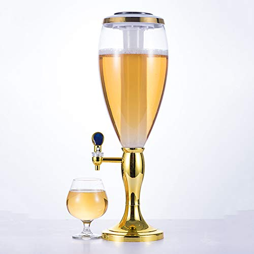HHSW Birra Torre Drink Dispenser 3L Tavolo Casa Birra Torre Luminoso Creativo del Vino Cannon Barrel Bar Dedicato Gold-3L