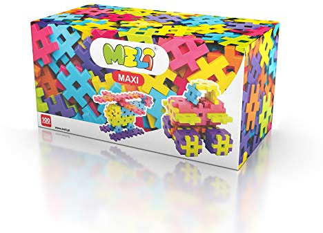 Meli Maxi 100 | Große Bausteine für Kleinkinder ab 1 Jahr | 100 Bunte Steckbausteine in 6 Farben | Kreatives Steckspiel zur Förderung der Motorik | Perfekt für kleine Hände