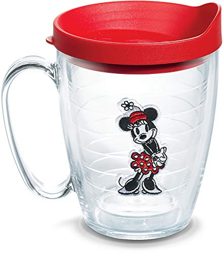Tervis 1351268 Disney - Original Minnie Insulated Tumbler with Emblem and Red Lid, 16oz Mug, Clear